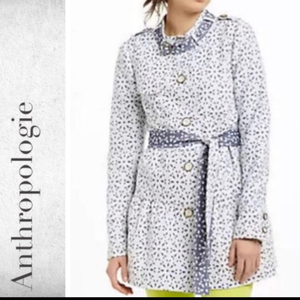 NWT ANTHROPOLOGIE Elevenses Eyelet Trench Coat 0